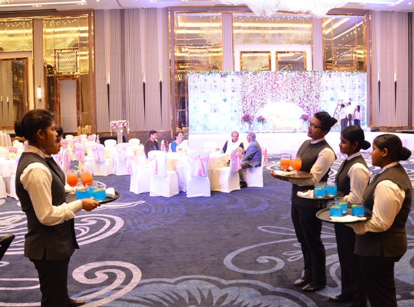 people welcoming guests